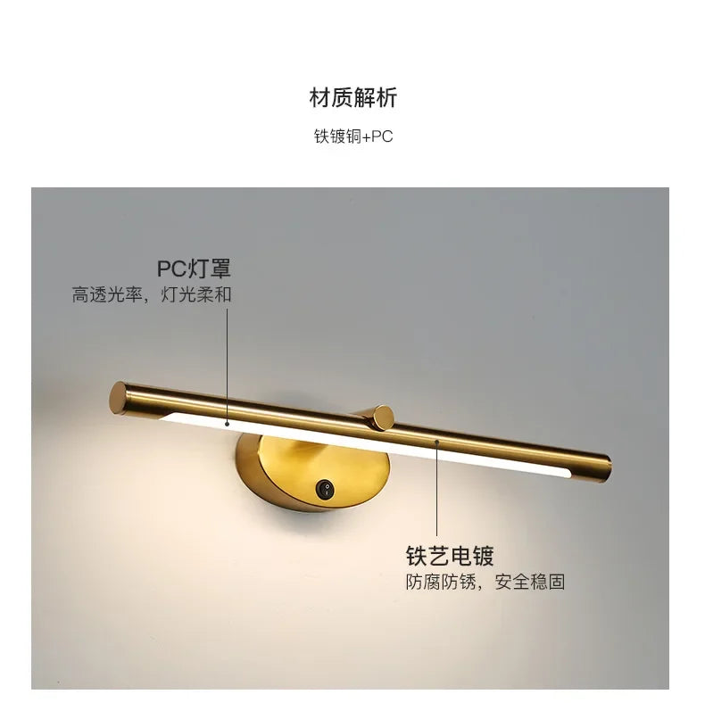 Modern LED Indoor Wall Lamp Bathroom Mirror Light Minimalism Wall Sconce with Touch Switch Bedroom Bathroom Bath Lighting Lamps