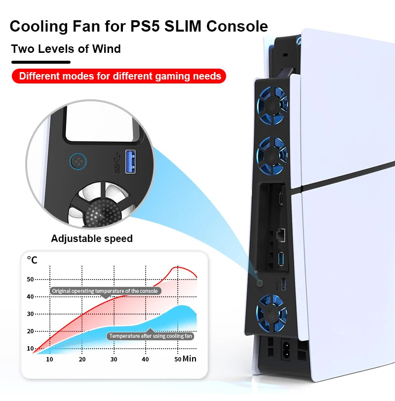 REMANK For PS5 and PS5 Slim Cooling System Cooling Fan For PS5 Slim and PS5 Cooling Fan Disc and Digital Console Cooling System
