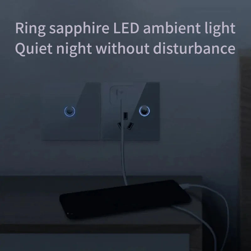White Tempered Glass Work Driving Arm Wall Light Switch Led Indicator Light EU UK Standard 1/2/3/4gang Bedroom Usb Switch Socket