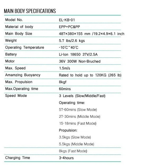 92.5Wh Lightweight Smart Electric Snorkelling Floatboard Swim Training Kickboard 3 Gear 60 Mins for Children Adults