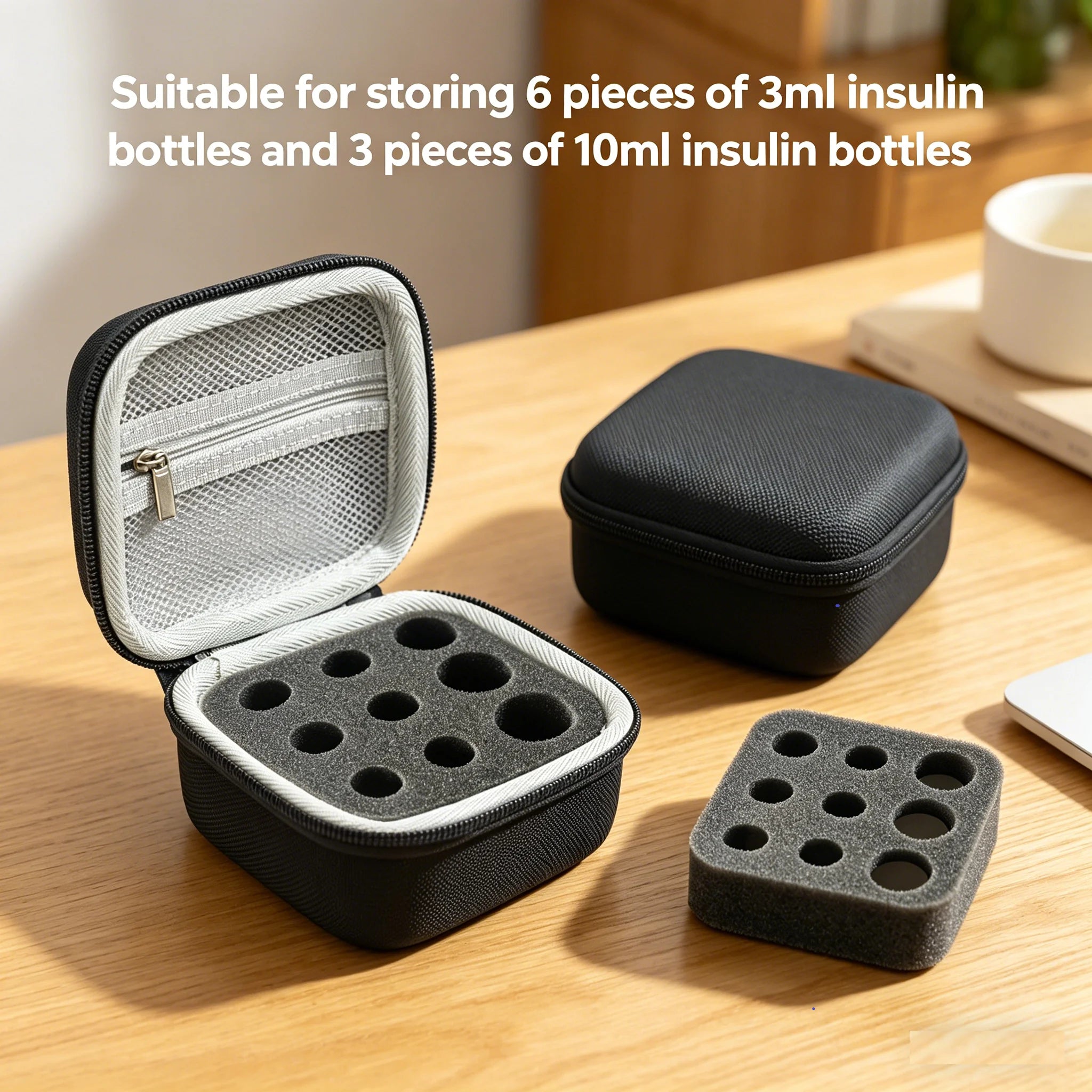 1pc Handheld peptide case insulin vial holder 9 slots for standard 3/5/10ml vial,foam protective, sale case only