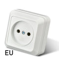 White Wall Mount Socket EU Standard Electrical Outlett Ground Vintage Surface Power Socket Plugs Flame Retardant Plastic