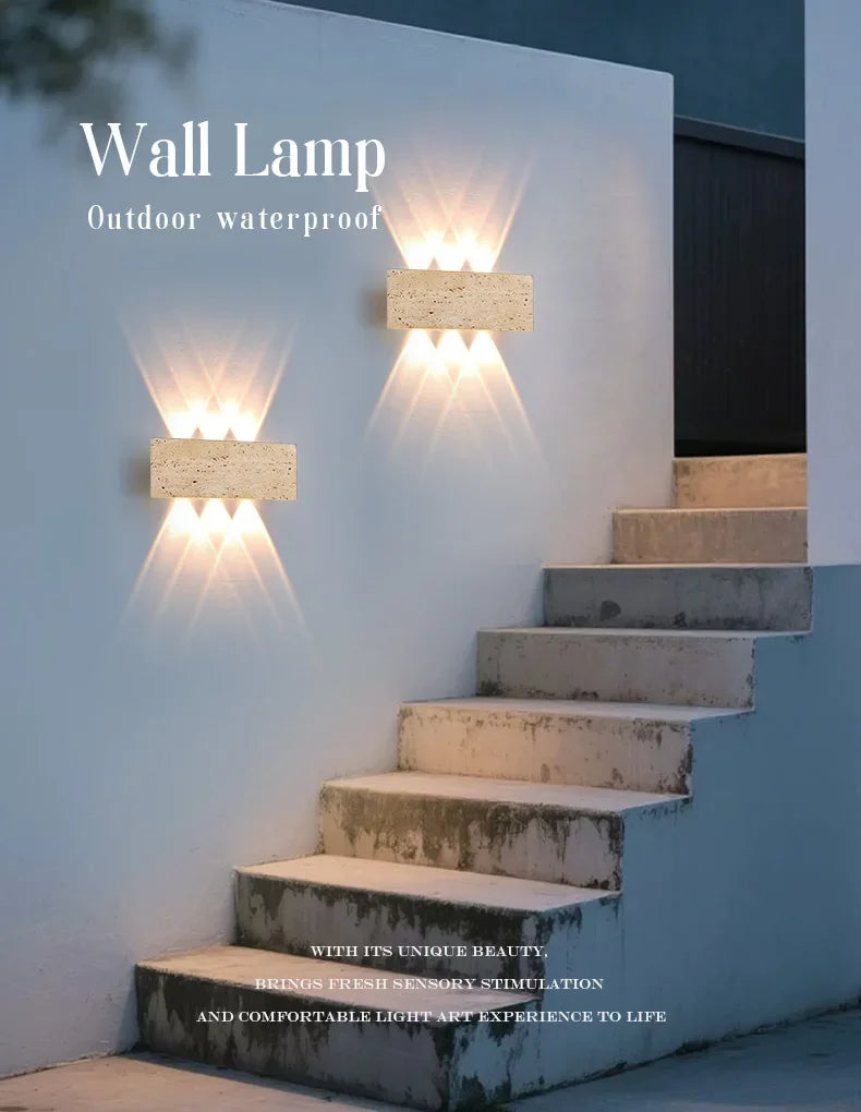 Wabi-sabi LED Wall Lamp Garden Light Stone IP65 Outdoor Waterproof Bedside Retro Sconces Lighting Fixture Home Decoration Indoor