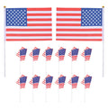 15Pcs Handheld American Flags 14x21cm Mini Us Flags 30cm Poles Patriotic Holiday Decor Memorial Veterans Day American Flag Mini