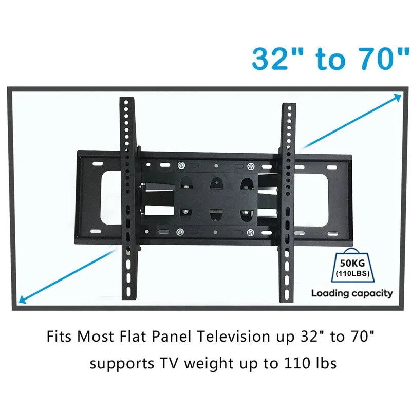 TV Bracket Floating TV Stand for 32-70 Inch TV Rack Wall Hanging Universal Swivel Tilt Horizontal Adjustment TV Bracket