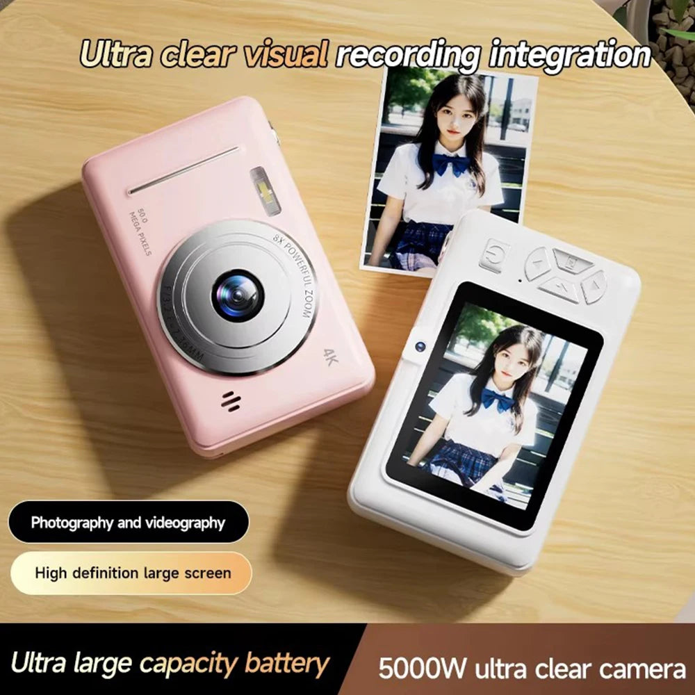 4k Digital Camera IPS HD 50MP CCD Camera 2.4" Autofocus Vlogging Student Camcorder 8X Dual Cam and LED Flash Video Photo Filming