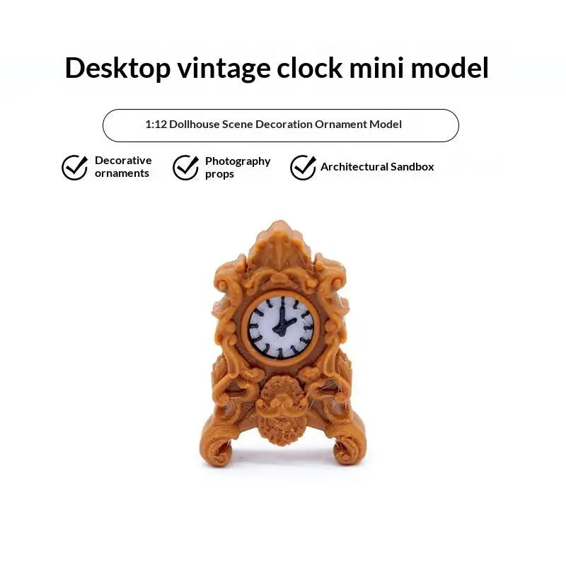 1Pcs 1:12 Scale Dollhouse Miniature Clock Old Style Table and Floor Clocks for Display and Dollhouse Scene Decor