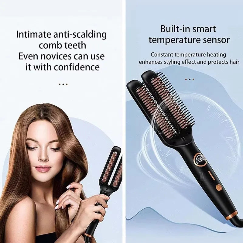 Straightening Brush One-Step Heated Straightener Lcd Digital Hot Comb For Smooth Anti Frizz Hair Electric Brush Straightener