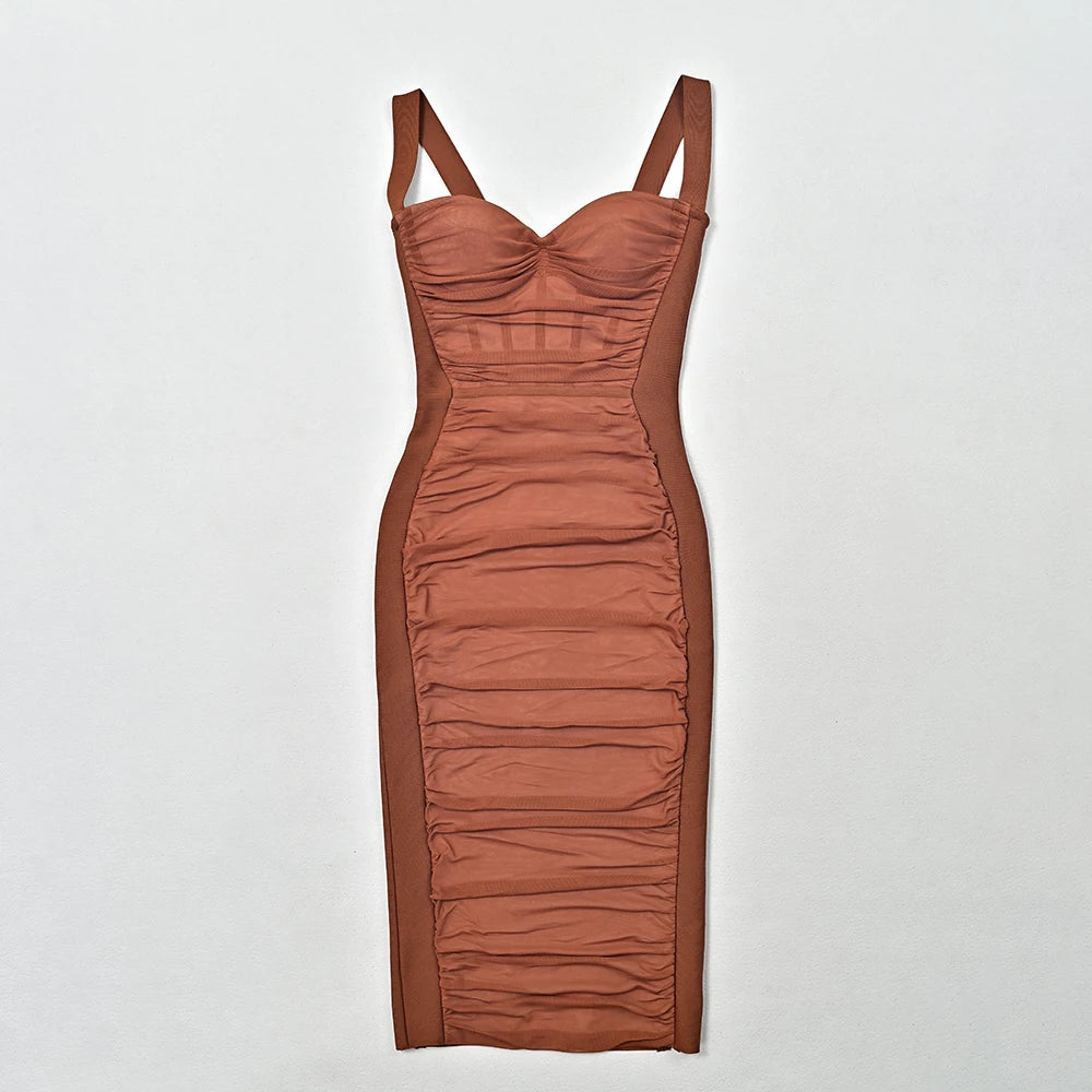 BEAUKEY Sexy Vintage Black Bandage Dress 2025 For Women Summer Draped Spaghetti Split Contrast Bodycon Dress XL Paded Vestido