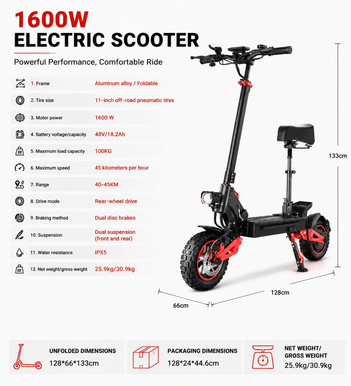 1200W-6000W SingleDual Motor Electric Scooter Adults 72V 60V 52V 48V Off Road Winter Snow Anti-Slip Foldable E-Scooter