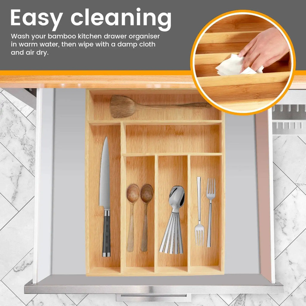 Durable Kitchen Accesorios Cutlery Bamboo Box Sierware Durable Kitchen Drawer Organizer Tray Organizer Kitchen Accesorios