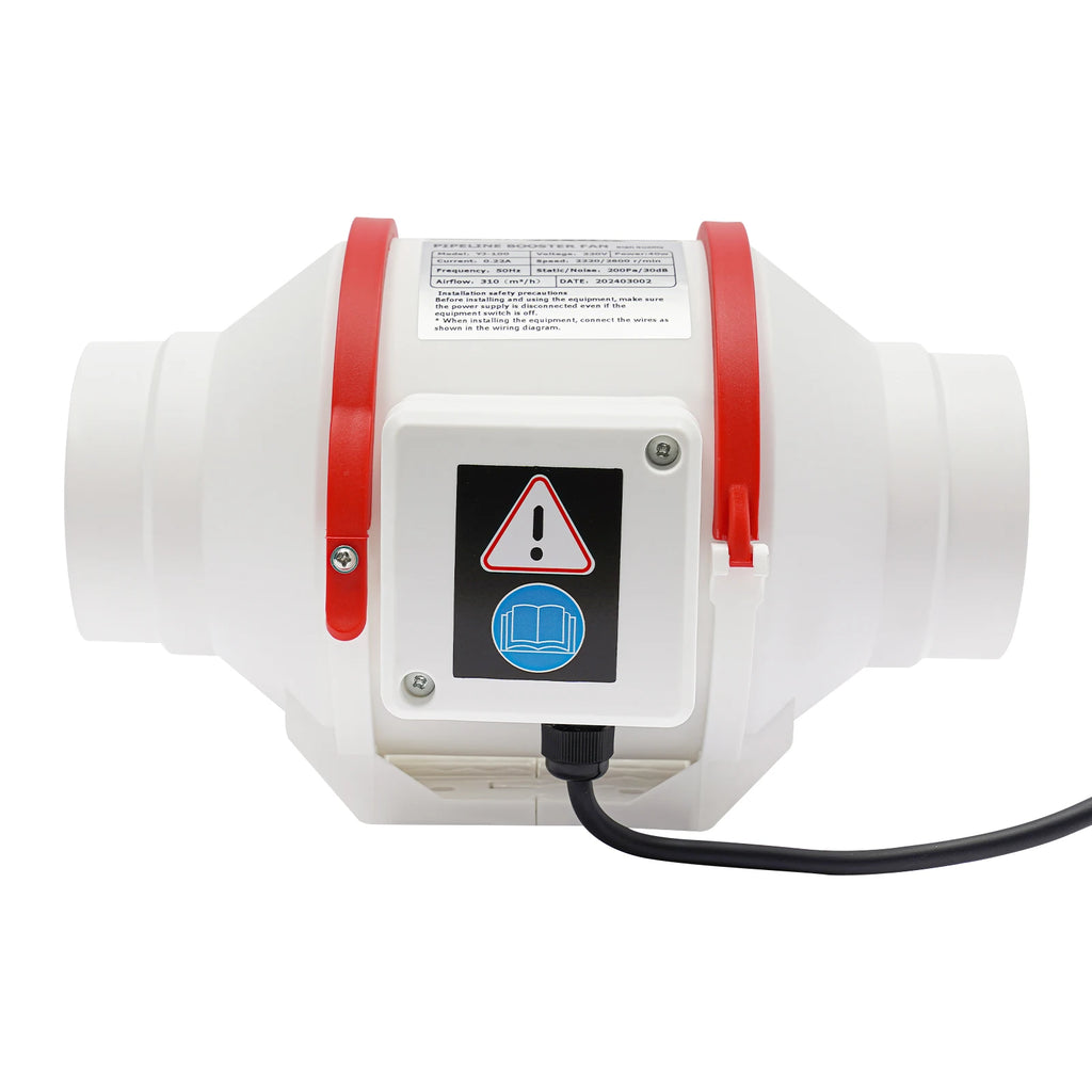 Duct Inline Ventilation Exhaust Fan with Remote Controller,310 m ³/h High Efficiency Air Fan Copper Motor