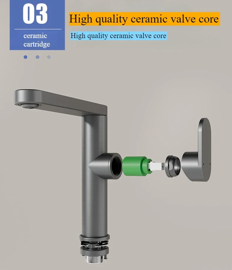 Bathroom faucet, 360 ° rotatable hot and cold sink faucet, space aluminum material