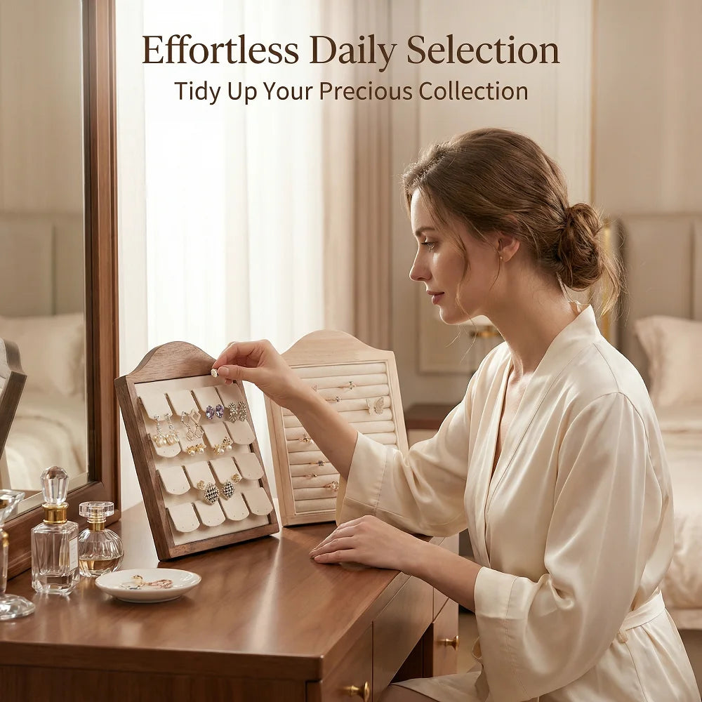 1 Pcs Wood Earrings Ring Photo Frame Jewelry Display Stand Jewelry Rack Velvet Jewelry Storage Tray Store Counter Props Show