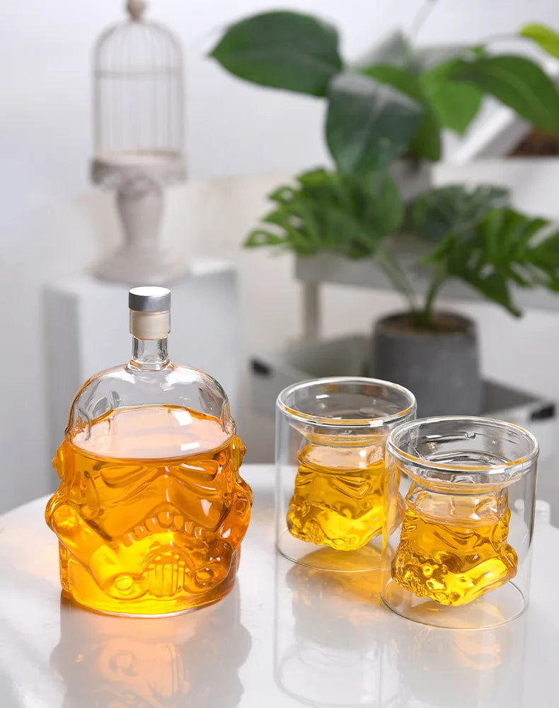 Glass Whiskey Decanter Transparent Creative Dispenser Flask Carafe for Wine Scotch Bourbon Vodka Gift Package for Men