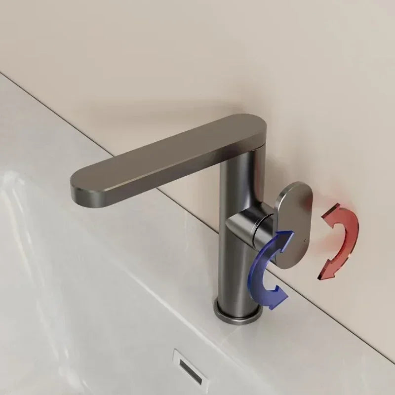 Bathroom faucet, 360 ° rotatable hot and cold sink faucet, space aluminum material