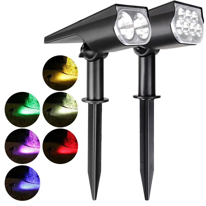 Solar Spotlights with Ground/Wall Mount, Auto ON/OFF LED Landscape Lighting for Garden Lawn Trees