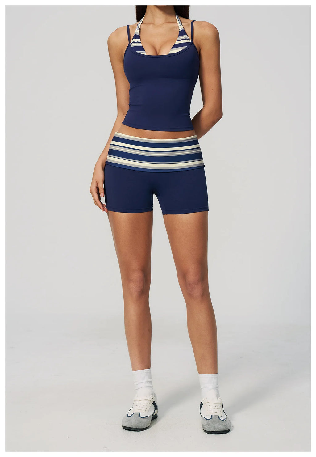 Summer 2PCS Yoga Set Women's Tracksuit Fashion Polka Dot And Striped Workout Sets Gym Outfits High Waist Butt Lift Yoga Clothes