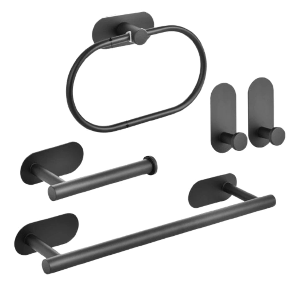 4/5Pcs Stainless Steel Bathroom Hardware Set Anticorrosion Wall Mount Bathroom Towels Rack No Punching Rustproof Towel Bar