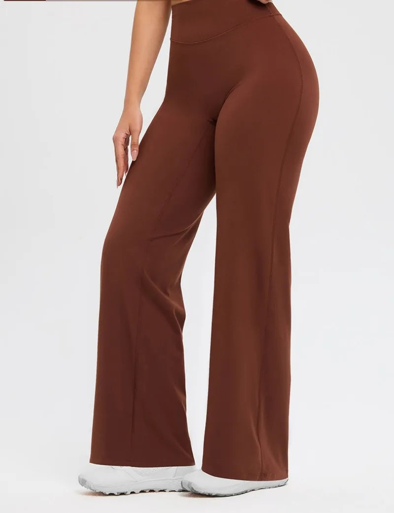 2026 C-B Women High Waist V Back Scrunch Straight Leg Yoga Pants Naked Feel Tummy Control Stretch Gym Pilates Sports Trousers