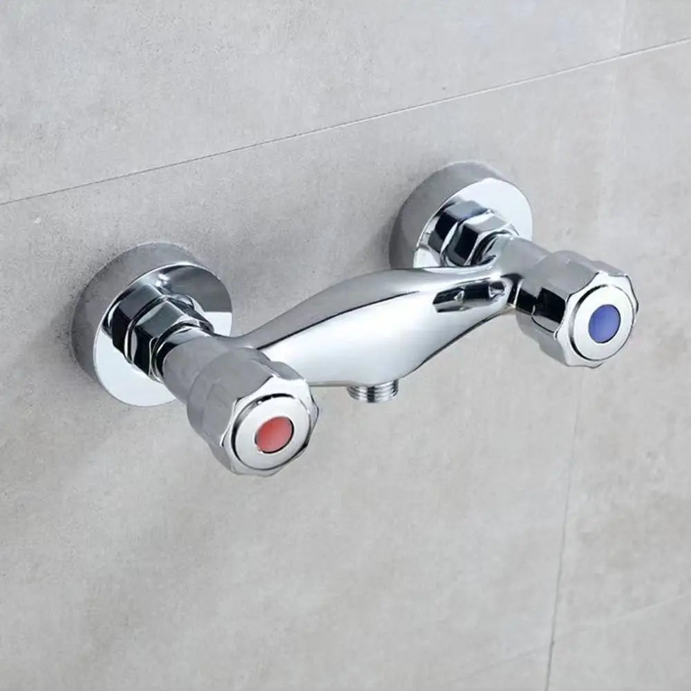 Modern Metal Out Water Inlet Valve Hot and Cold Double Control Double Shower Faucet Valve Wall Mounted Water Tap Mixing Valve