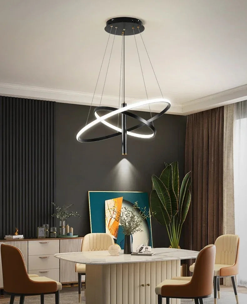 Modern Led Lights Dining Room Decor Chandeliers Simple Ring Living Bedroom Lights Home Indoor Lighting Decorative Pendant Lamps