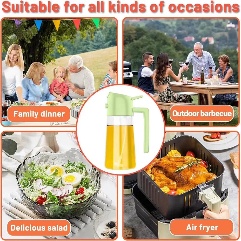16oz/470ml Olive Oil Sprayer for Cooking - 2 in 1 Glass Olive Oil Dispenser for Kitchen Gadgets, Air Fryer, Salad, and BBQ