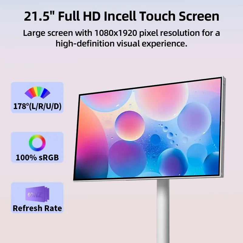 21.5 Inch Portable Smart TV With Touch Screen Display And Interactive LCD Monitor Movable Televisions And Camera