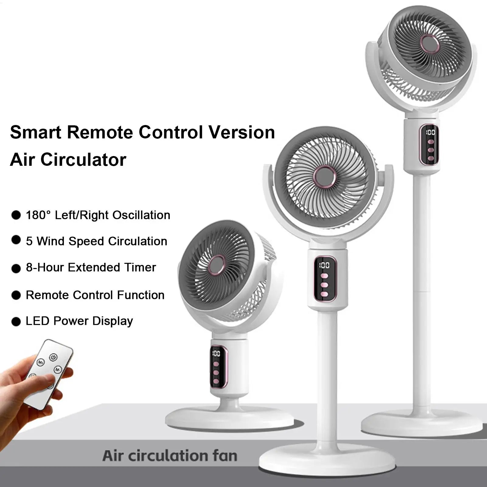 Air Circulation Fan Rechargeable Oscillating Fan Five Gear Adjustment Stand Fan Adjustable Height Household Air Circulation Fan