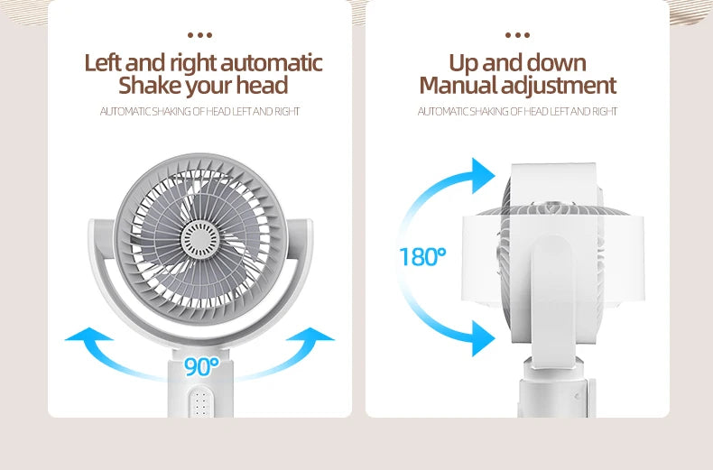 Air Circulation Fan Rechargeable Oscillating Fan Five Gear Adjustment Stand Fan Adjustable Height Household Air Circulation Fan