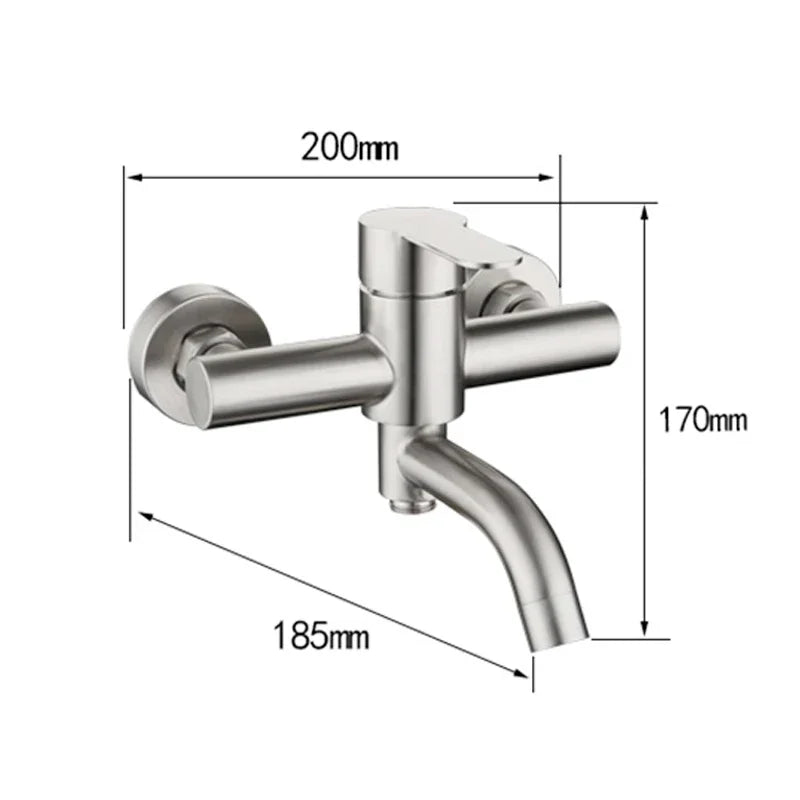 Stainless Steel Shower Mixer Faucet Shower Diverter Wall Mounted Bathroom Fixtures Ceramic Valve Core Universal Hot Cold Tap
