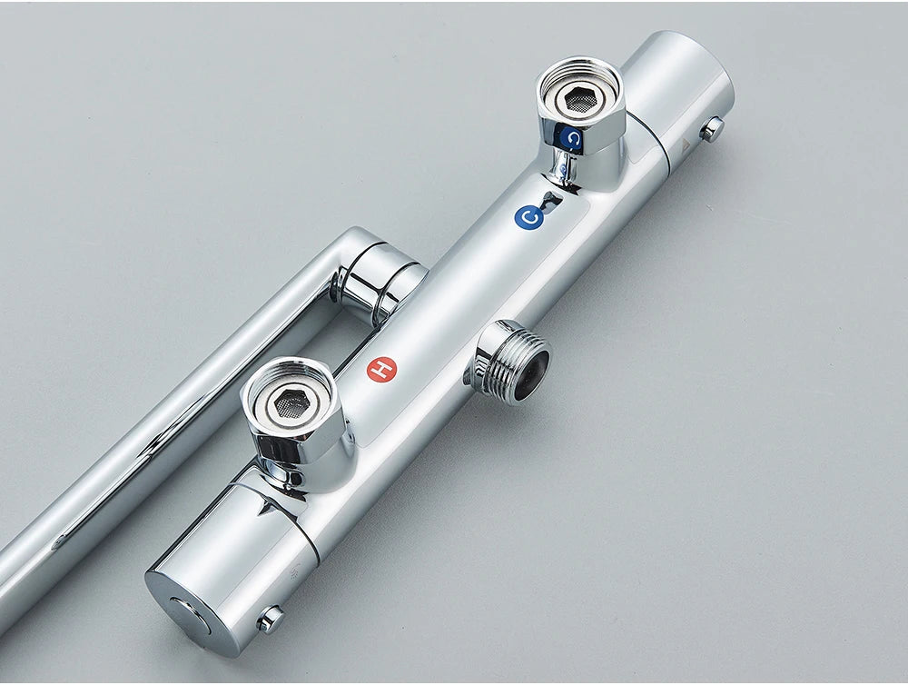 Chrome Thermostatic Shower Faucets Set Bathroom Thermostatic Mixer Tap Hot And Cold Bathroom Mixer Mixing Valve Bathtub Faucet