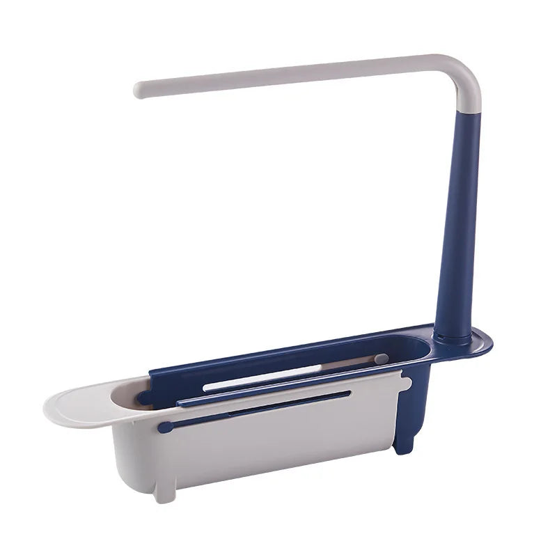 Multipurpose Sink Organizer Rack Telescopic Design with Two Sponge Holders Keeps Kitchen Counter Dry Neat for Cleaning Storage