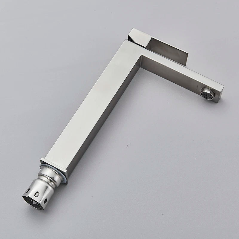 Senlesen Brushed Gold Bathroom Faucet Basin Faucets Deck Mounted Sink Mixer Tap Stainless Steel Countertop Hot Cold Water Crane