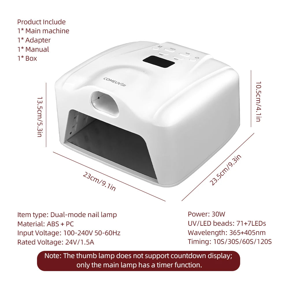 Comeuv Nail Lamp Single Toe Single Finger Gel Nail Curing Lamp Full Hand Fast Drying LED Light Nail Dryer Auto Sensor Dual Lamp