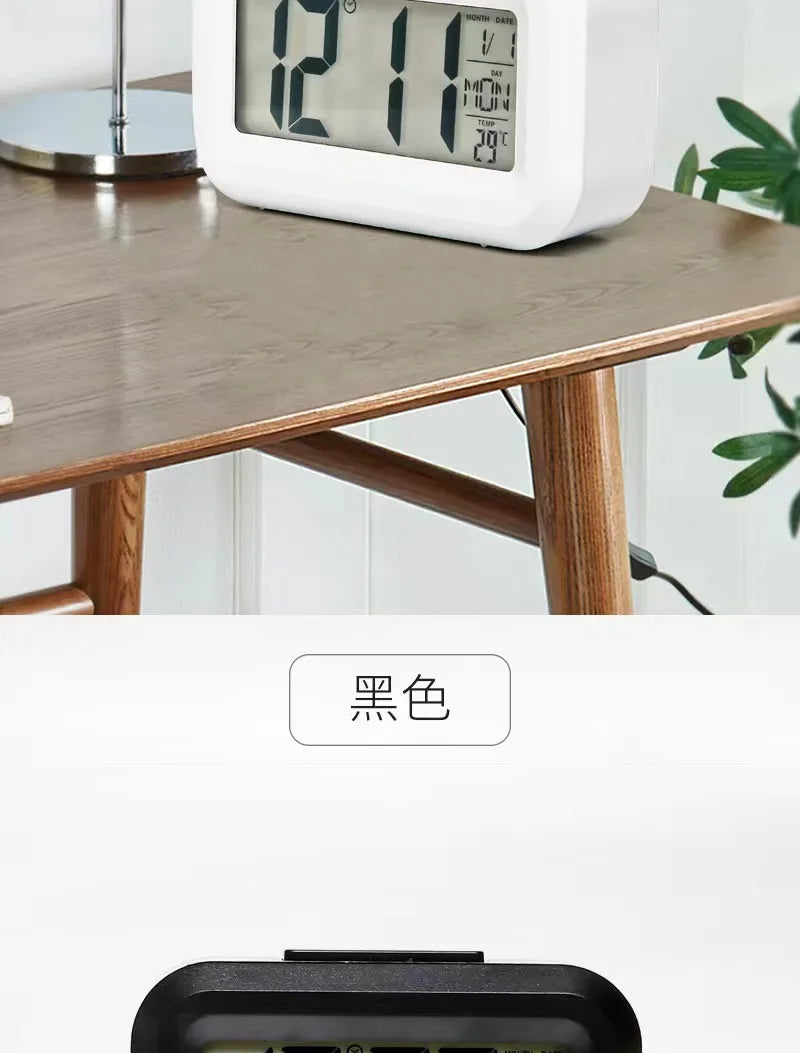 Alarm Clock Digital Clock LED Electronic With Backlight Snooze Calendar For Home Office Desktop Table Screen Display Watch