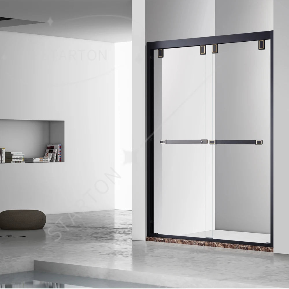 Modern Luxury Bathroom Shower Door Black Frame Tempered Glass Shower Partition Sliding Shower Door