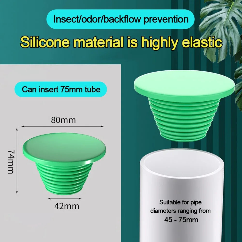 Durable Silicone Sewer Pipe Sealing Ring Water Pipe Plug Useful Anti Odor Floor Drain Kitchen Sink Replacement Stopper Bathtub
