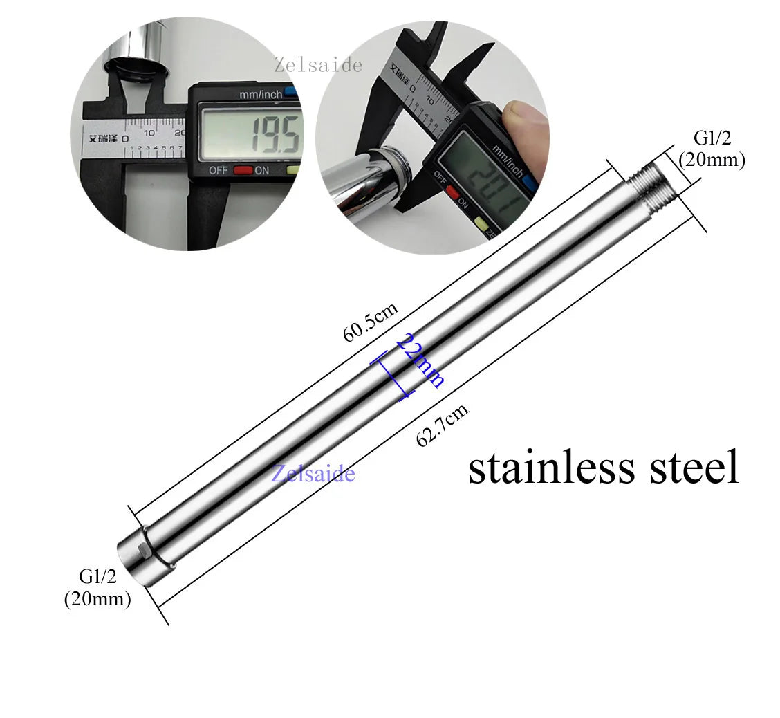 10/20/30/40/50/60/70cm brass/stainless steel shower extension rod, shower lengthen pipe