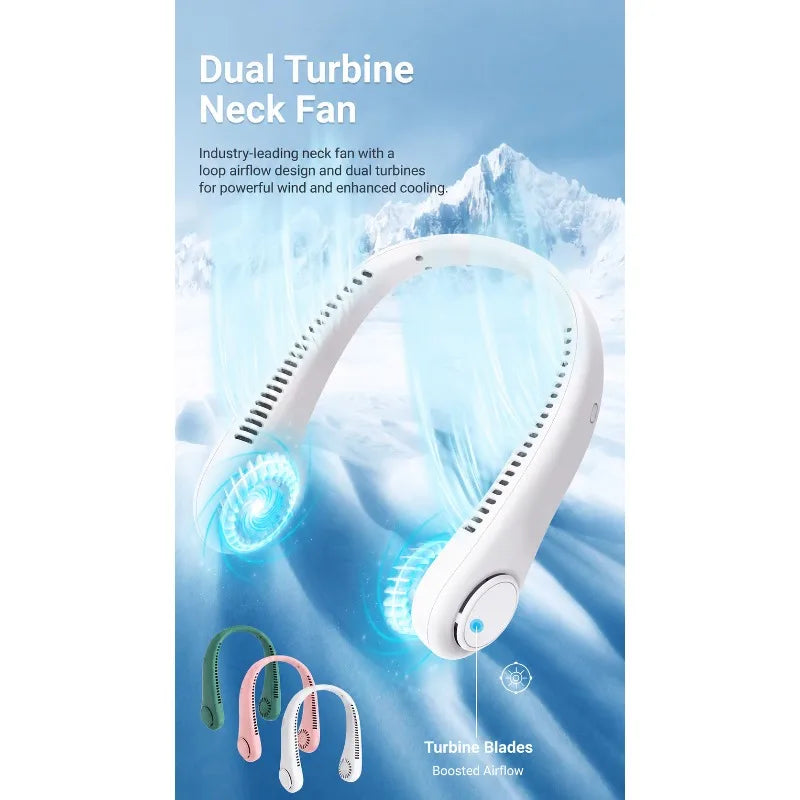 New Bladeless Neck Fan Mini Lightweight Silent Rechargeable Wearable Cooler Portable Personal Air Fan for Outdoor Sports