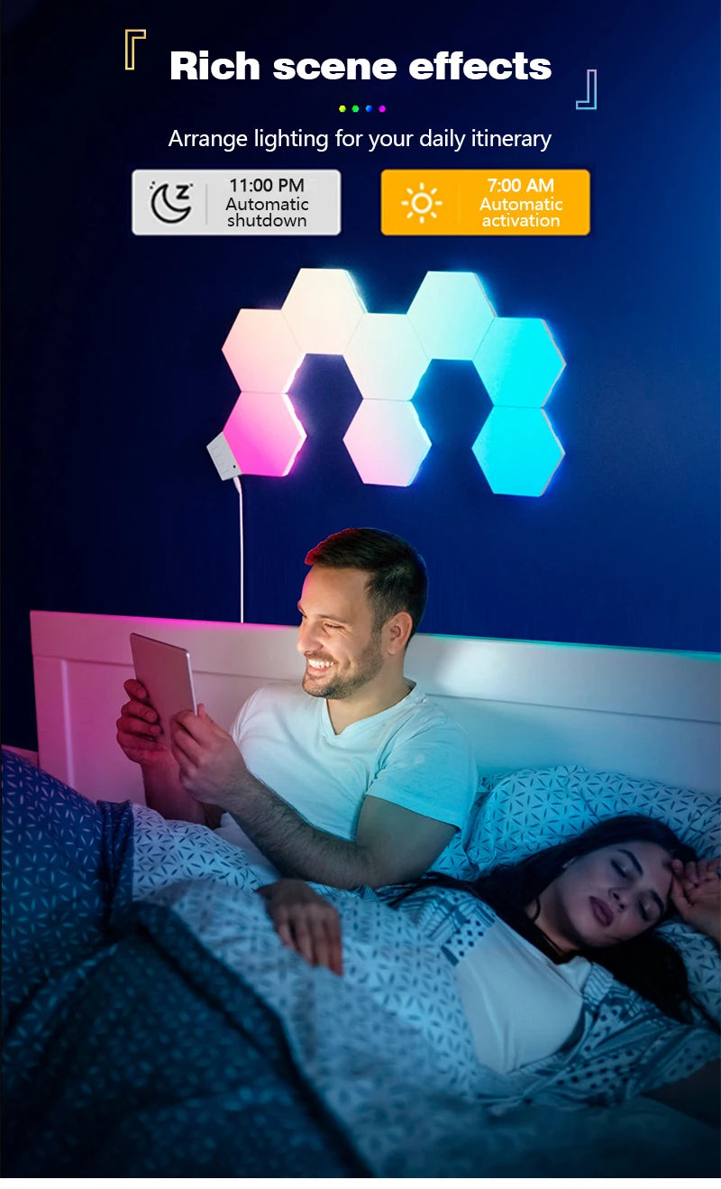 RGB Smart Quantum Lamp Tuya App Remote Control Touch Background Wall Bedroom DIY Decoration Wall Lamp Esports Atmosphere Light