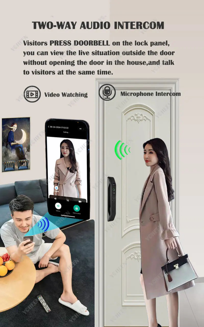 Tuya Wifi App Face Polyglot Electronic Door Lock Fingerprint Recognition Password Smart Digital Lock Key Card 6068 Mortise Lock
