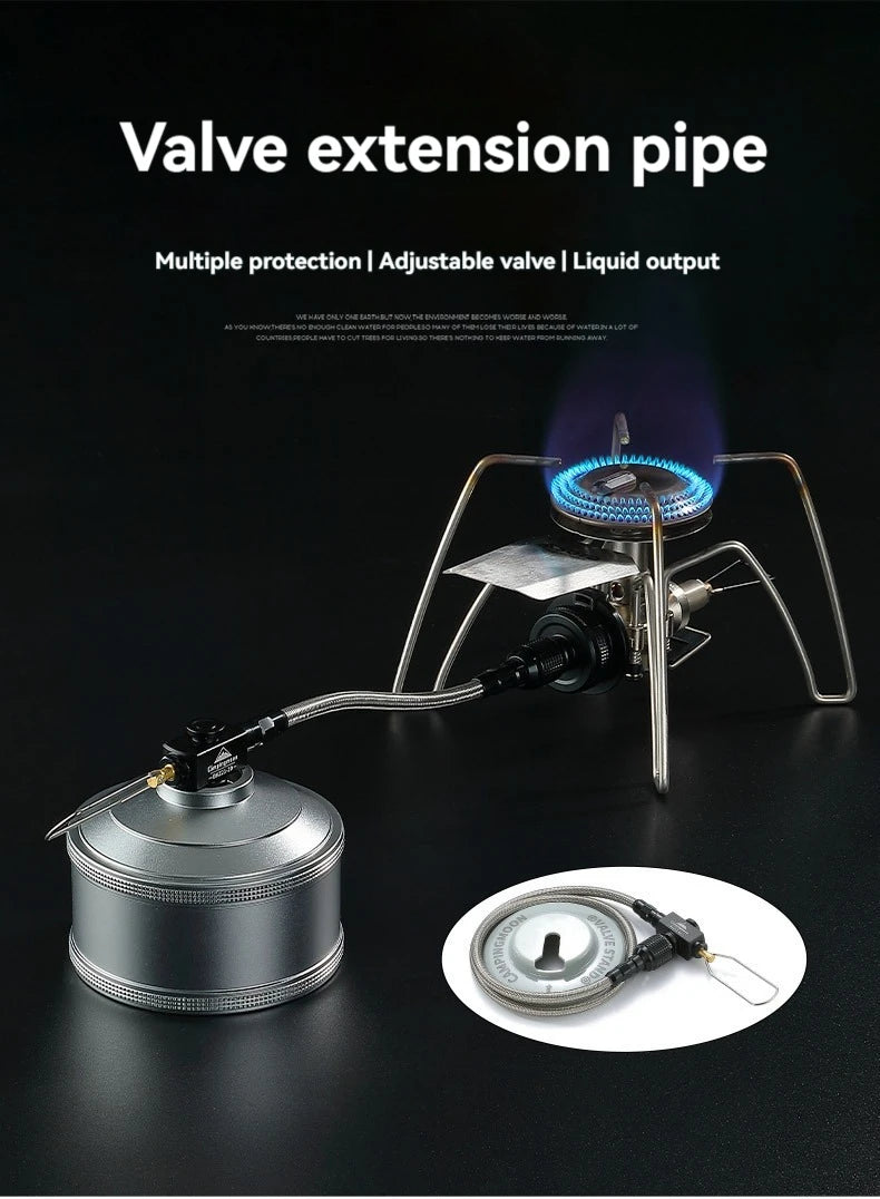 CAMPINGMOON Outdoor BKZ21-20 Picnic Camping Inverted High Mountain Flat Gas Tank Stove Extension Pipe with Valve Gas Pipe