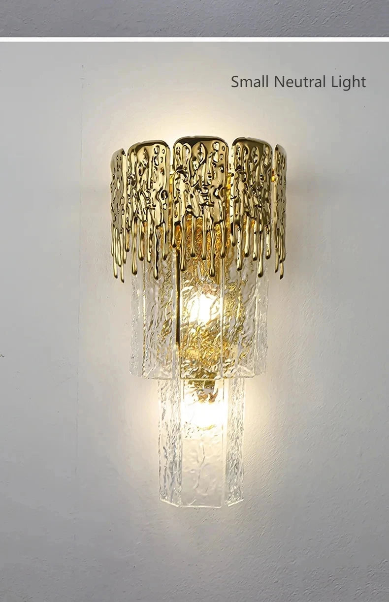 Light Luxury Led Wall Lamp Home Decoration Living Room Tv Background Wall Staircase Bedroom Italian Bedside Glass Wall Lamp