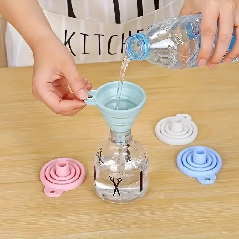 Silicone Collapsible Funnel, Foldable Funnels For Water Liquid Oil, Kitchen Gadgets Accessories, Kitchen Utensils, Apartment Ess