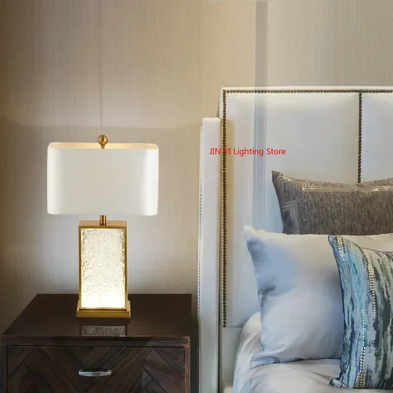 Modern Table Lamps Silk Fabric Lampshade Bedroom Bedside Lamp Ambient Light Modern  Simple Desktop Decoration
