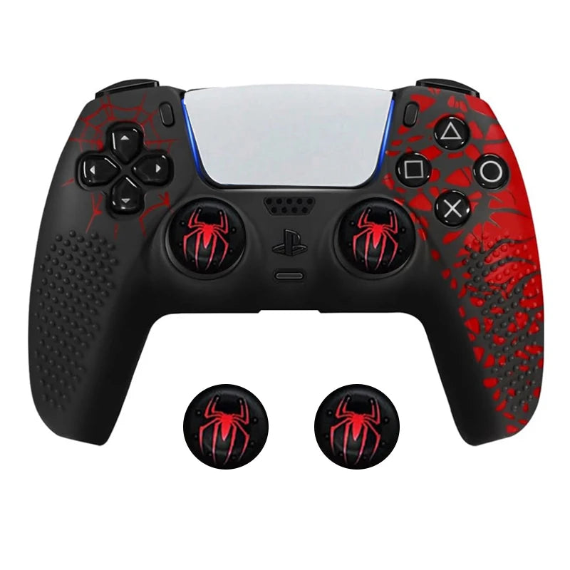 Controller Skin Shell for PS5 Controller Silicone Cover Case with Rubber Thumb Grip Gaps Touch Pad Sticker For PS5 Fit In Dock