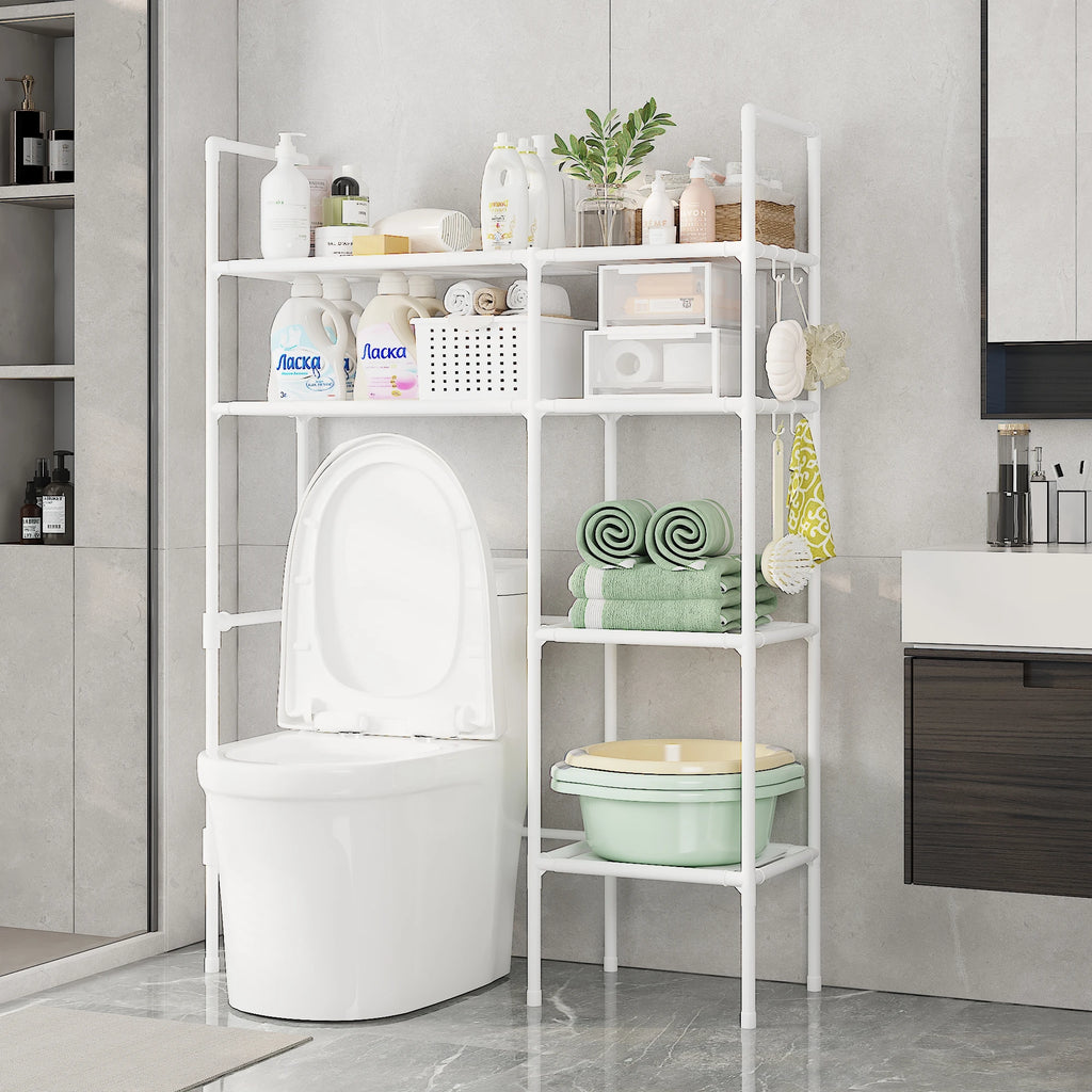 2/3 Tier Bathroom Storage Cabinet - Space-Saving, Over-The-Toilet Storage Shelf, Easy to Assemble, Suitable for Bathroom Essentials with Rust-Proof Metal Frame and Plastic Dividers, Ideal for Storing Toiletries, Towels, and D