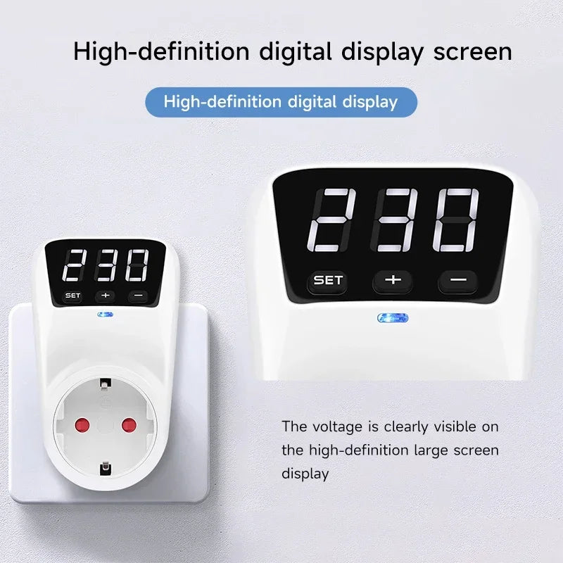 GEYA EU Socket with Voltage Protection Socket Plug AC230V 16A Adjustable Power Surge Protector Automatic Voltage Protector
