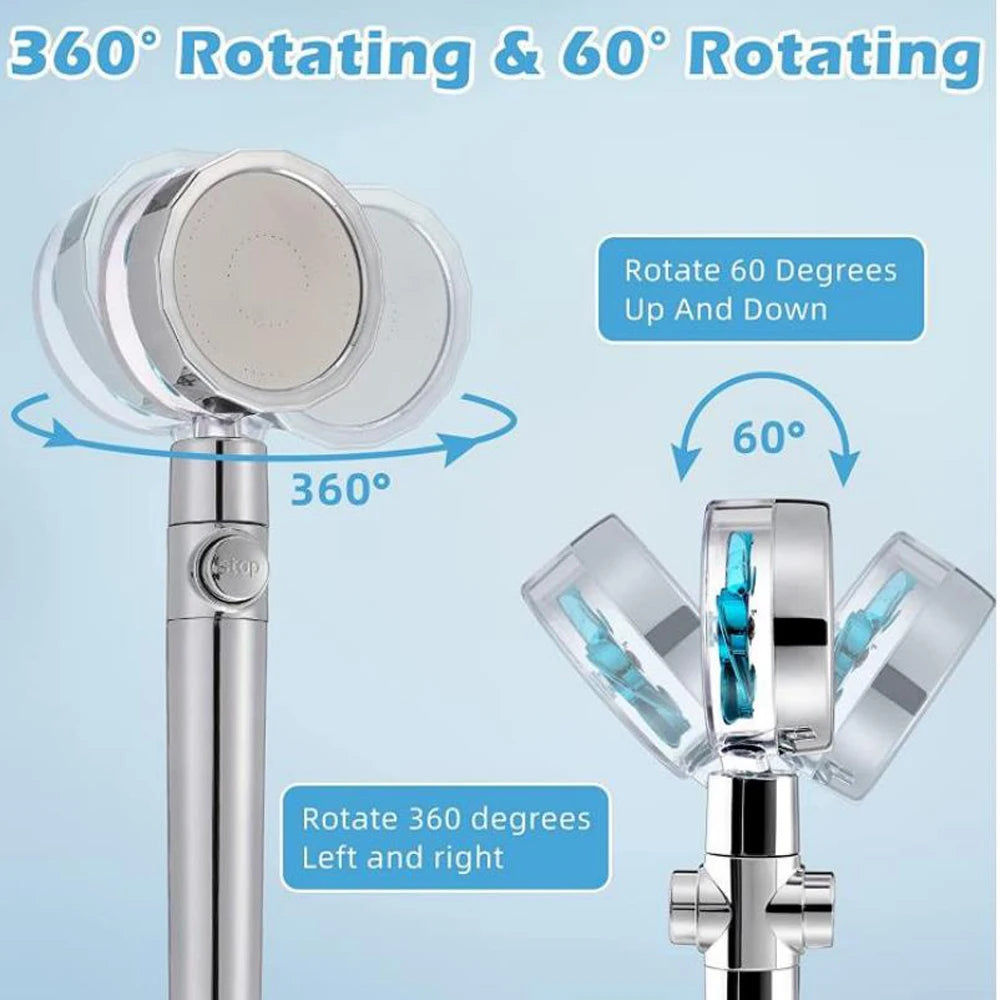 High Pressure Shower Head with One-click Stop Handheld Shower Head with Filters Water Saving Spray Hotel Bathroom Accessories